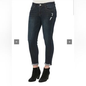 Democracy "Ab"solution® Dark Indigo Vintage Distressed Denim Ankle Skimmer Jean.